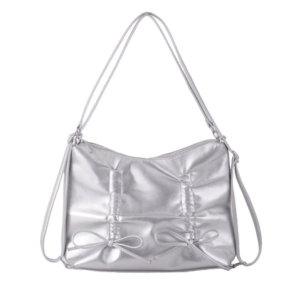 1695-SILVER 1695 - Large Shoulder Bag with Mini Bows - Wholesale Handbag - Most Wanted USA