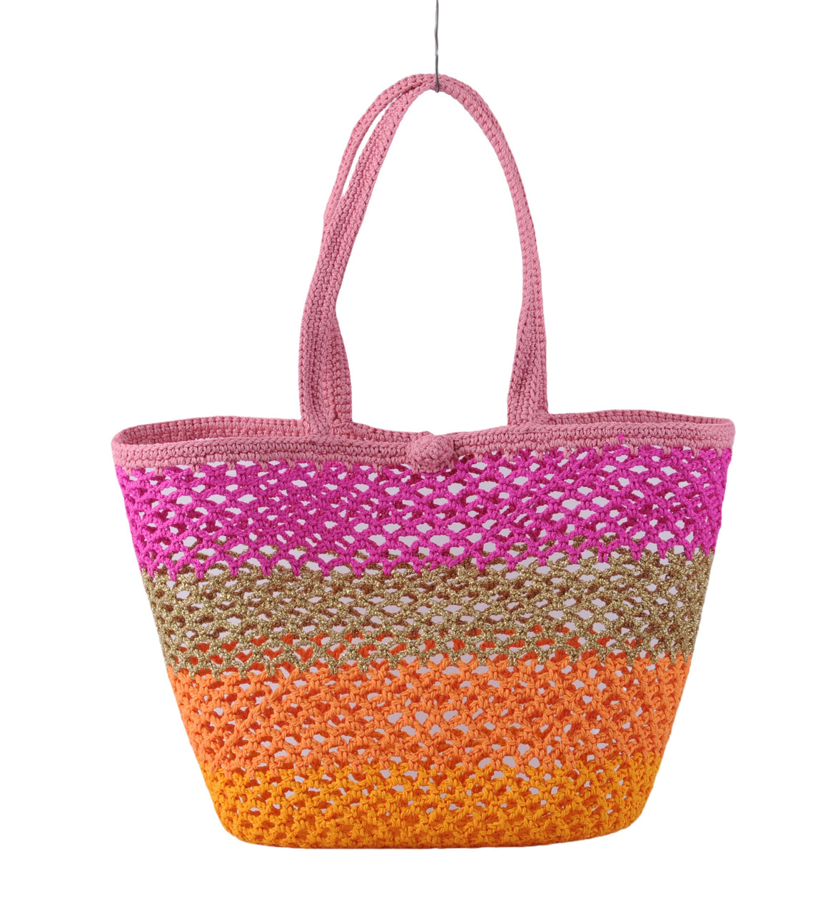 1700 - Multicolored Striped Tote Bag (Pink)