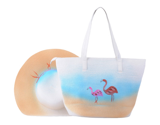 Flamingo Straw Hat Set