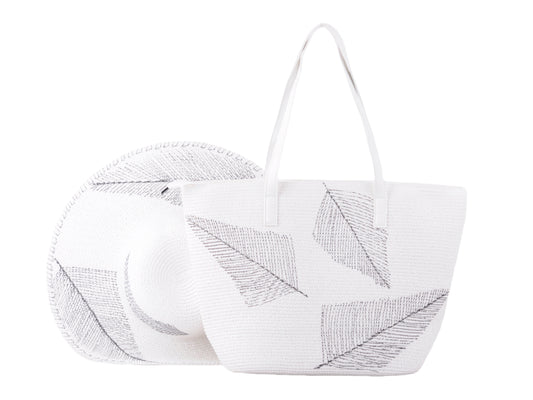 Leaf Patterned Straw Hat Set