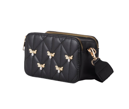 Camera Bag with Bumble Bee Charms and Web Strap