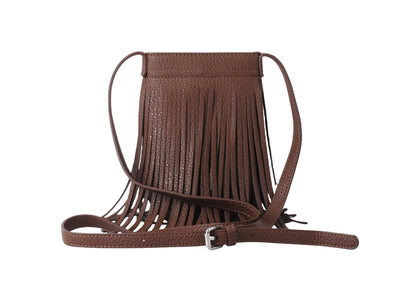 Vegan Leather Fringe North-South Bag with Horse Hardware