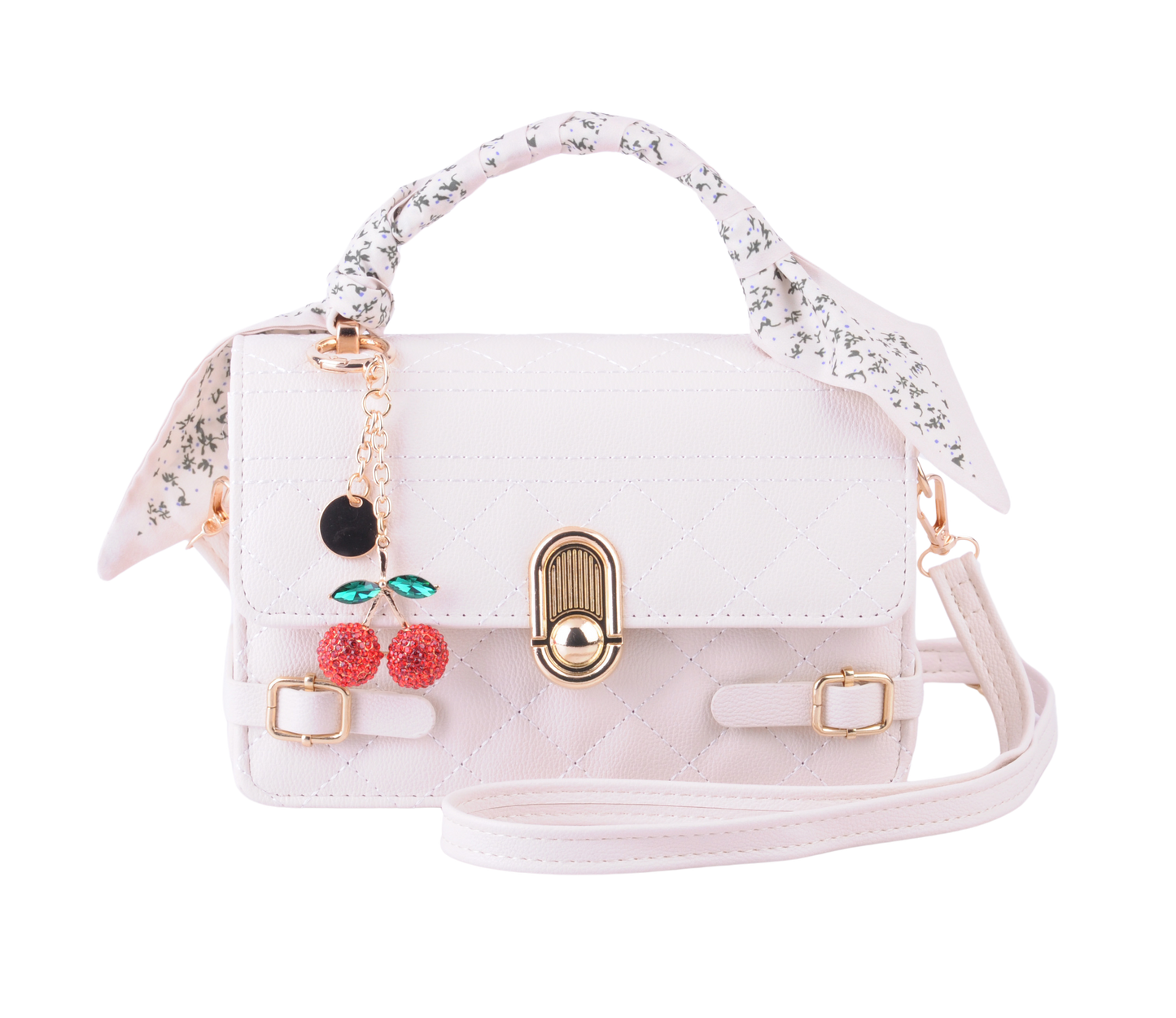 Everyday Bag with Cherry Charm and Scarf Hang-Off