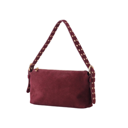 Suede Leather  Should Bag w Studs on Strap