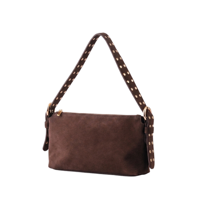Suede Leather  Should Bag w Studs on Strap