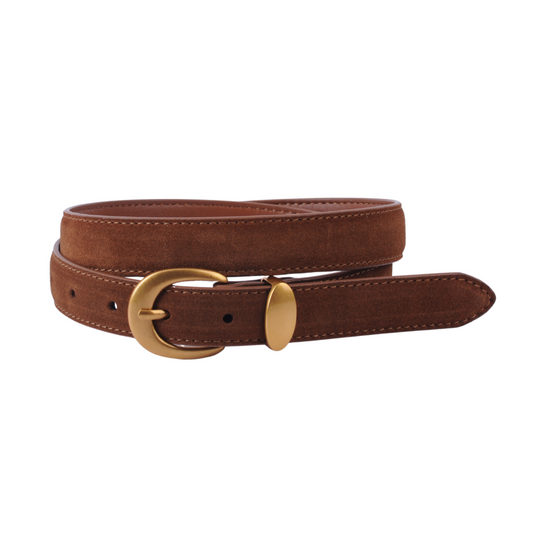 Suede Belt with Gold Curve Buckle - Ships October 27th