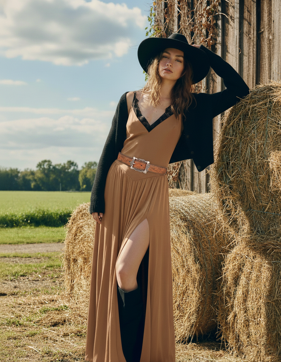 Decorative Silver Buckle Tooled Western Belt