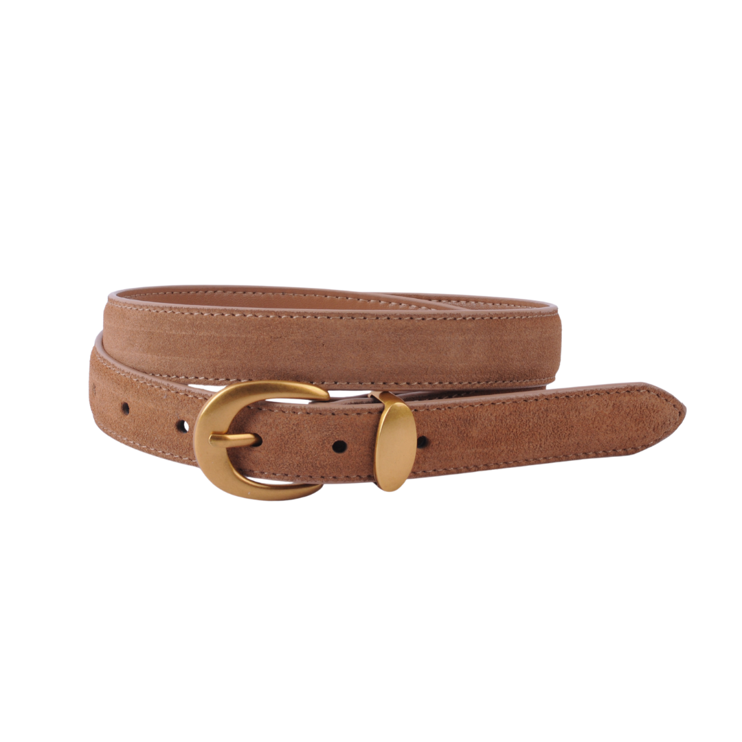 Suede Belt with Gold Curve Buckle - Ships September 29th