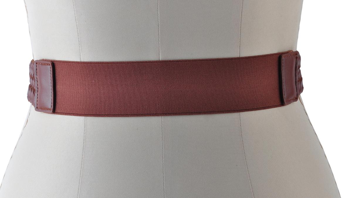 Bianca Braided Stretch Belt with Gold Crescent Buckle