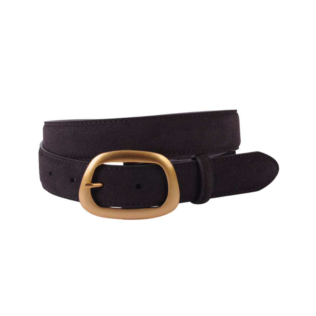 Suede Belt with Organic Shape Buckle - Ships September 29th
