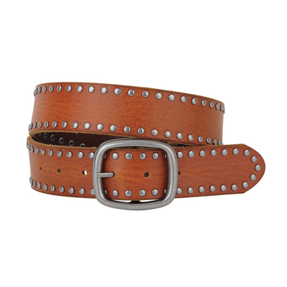 Grunge Stud-Lined Leather Belt
