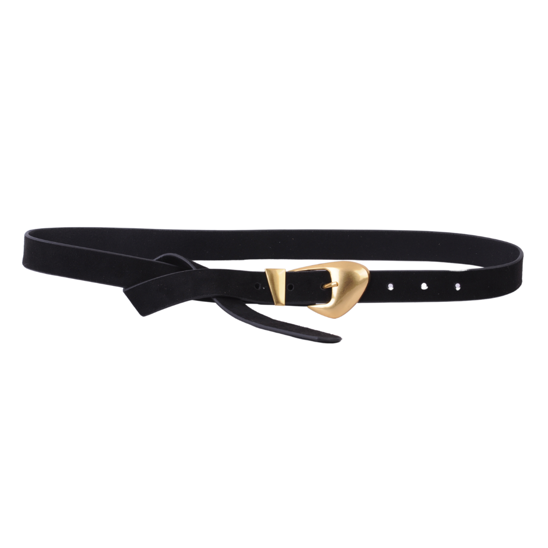 Skinny Suede Belt with Chubby Buckle