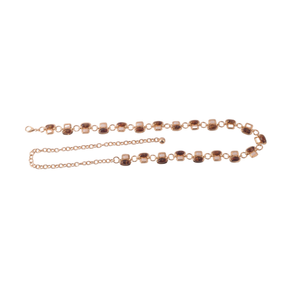 Ruby Red Stone Alternating Pattern Chain Belt