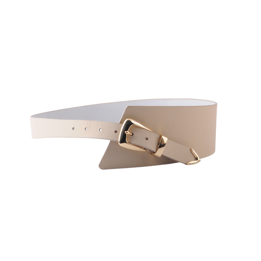 Asymmetrical Waist Cinching Belt with Polished Signature Hardware
