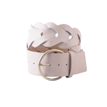 Ultra Thin Brass Buckle Belt with Chevron Patterned Woven Tail