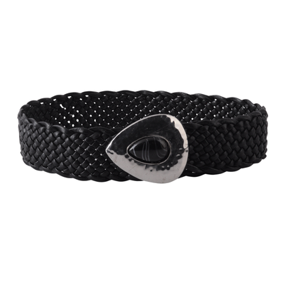 Wide Woven Asymmetrical Buckle Belt