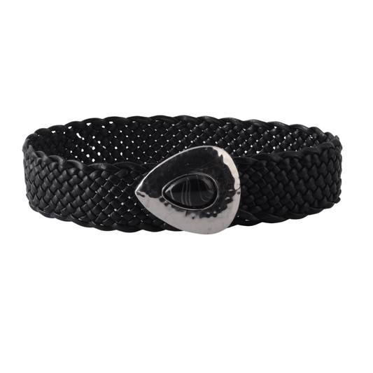 Wide Woven Asymmetrical Buckle Belt