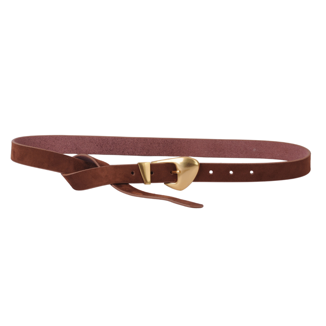 Skinny Suede Belt with Chubby Buckle