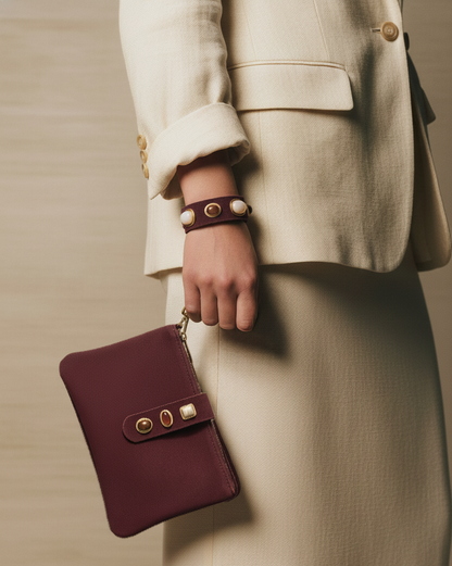 Gemstone Suede Wristlet Pouch