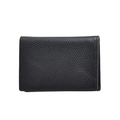 Gold Horsebit Compact Folded Card Case in Grained Leather