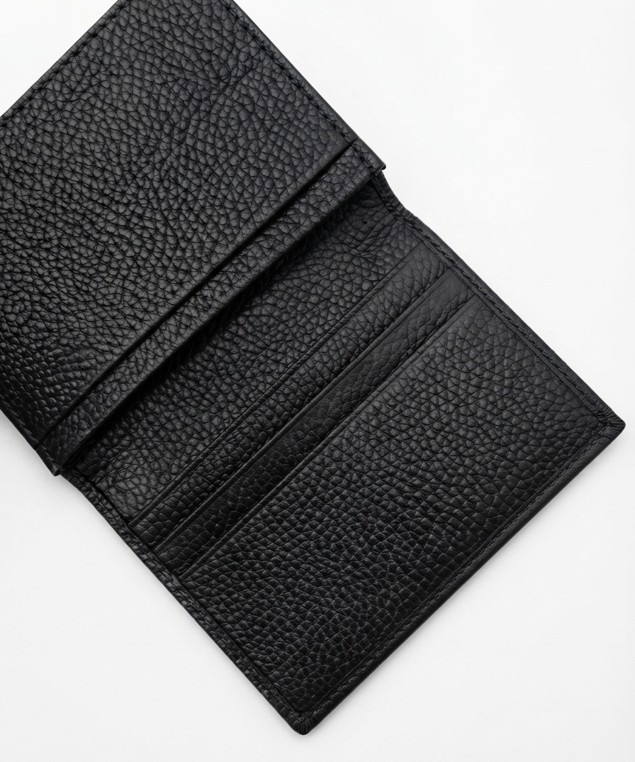 Gold Horsebit Compact Folded Card Case in Grained Leather