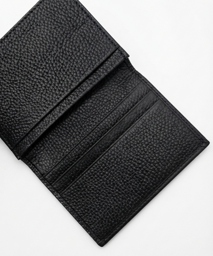 Gold Horsebit Compact Folded Card Case in Grained Leather