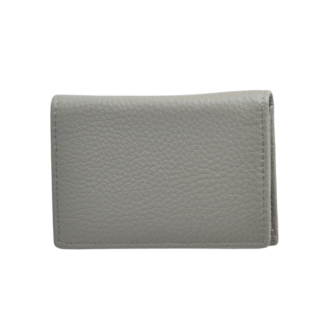 Gold Horsebit Compact Folded Card Case in Grained Leather