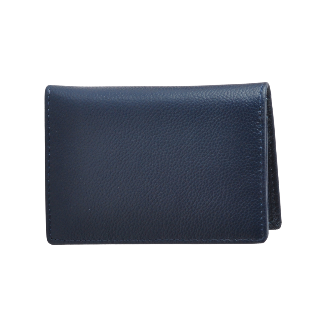 Gold Horsebit Compact Folded Card Case in Grained Leather