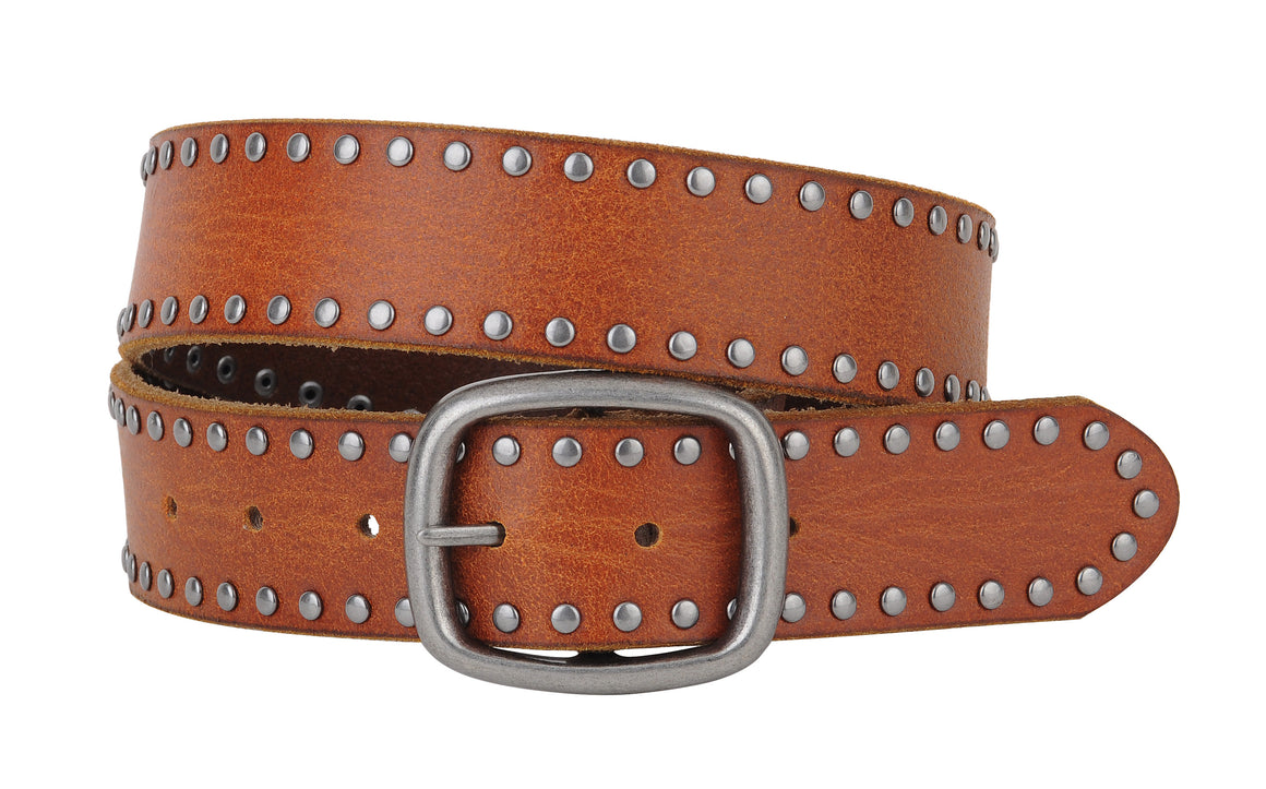 5030 - Effortlessly Defined Grunge Stud Lined Leather Belt