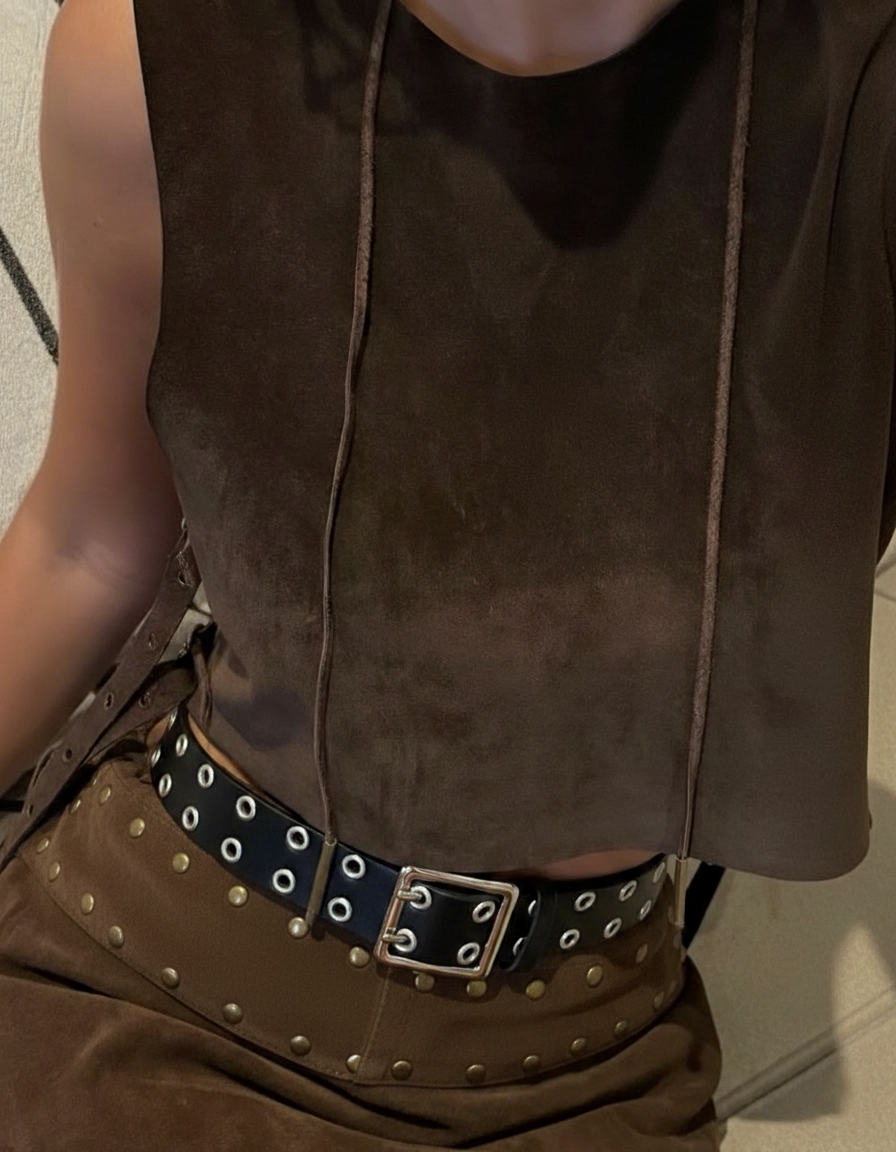 Double Grommet Leather Belt