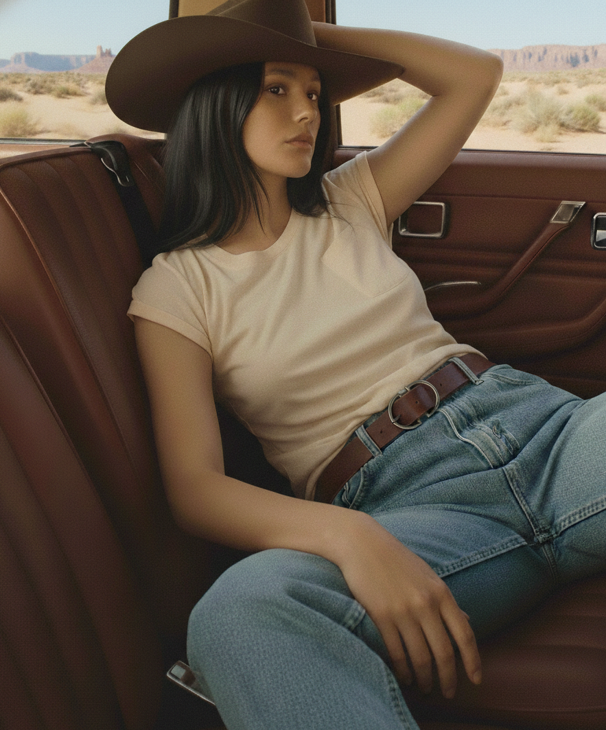 Silver Double D-Ring Buckle Leather Belt