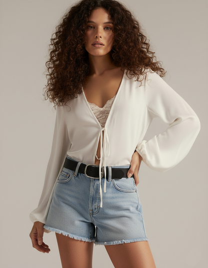 Bright Silver Everyday Leather Belt