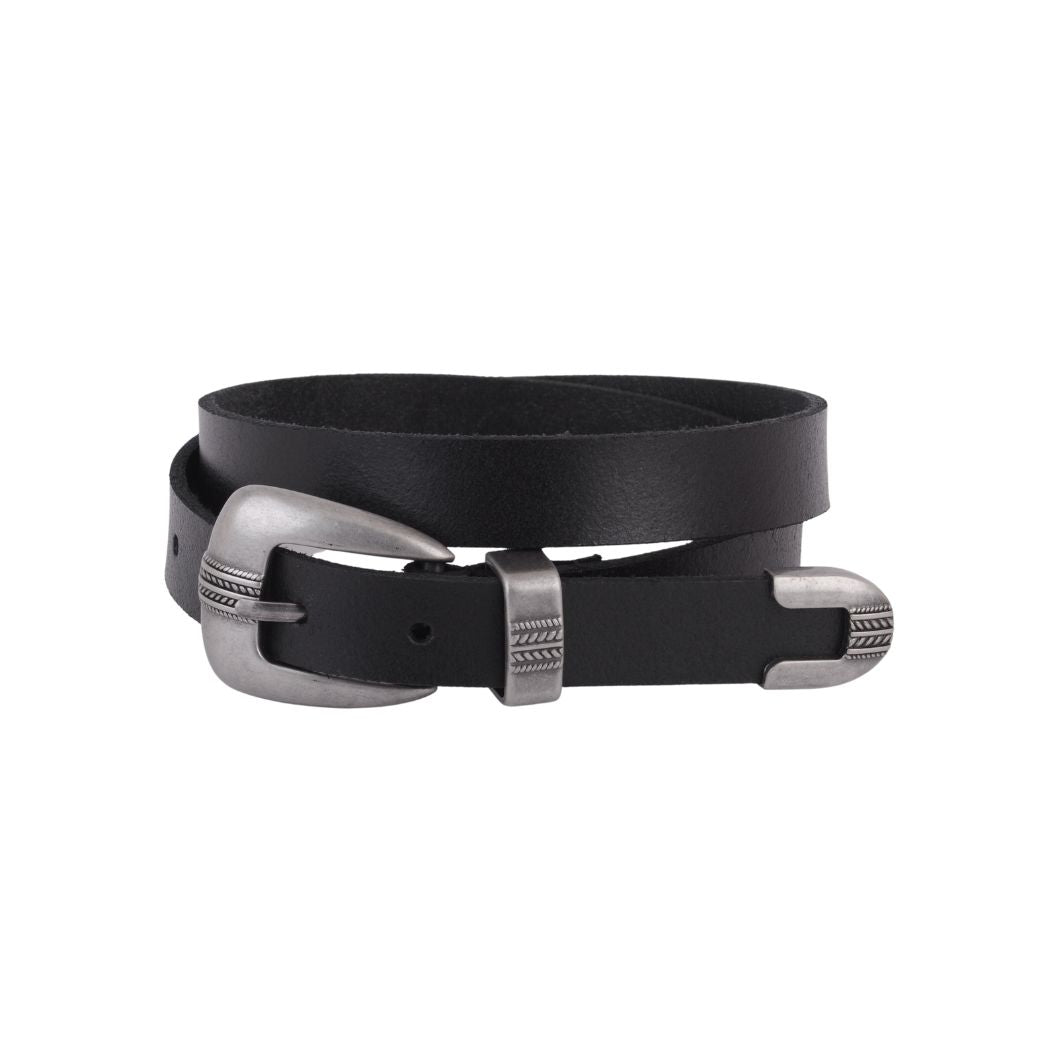 5161 - Three Piece Minimal Embelished Belt - Most Wanted USA - 5161-BLACK-S