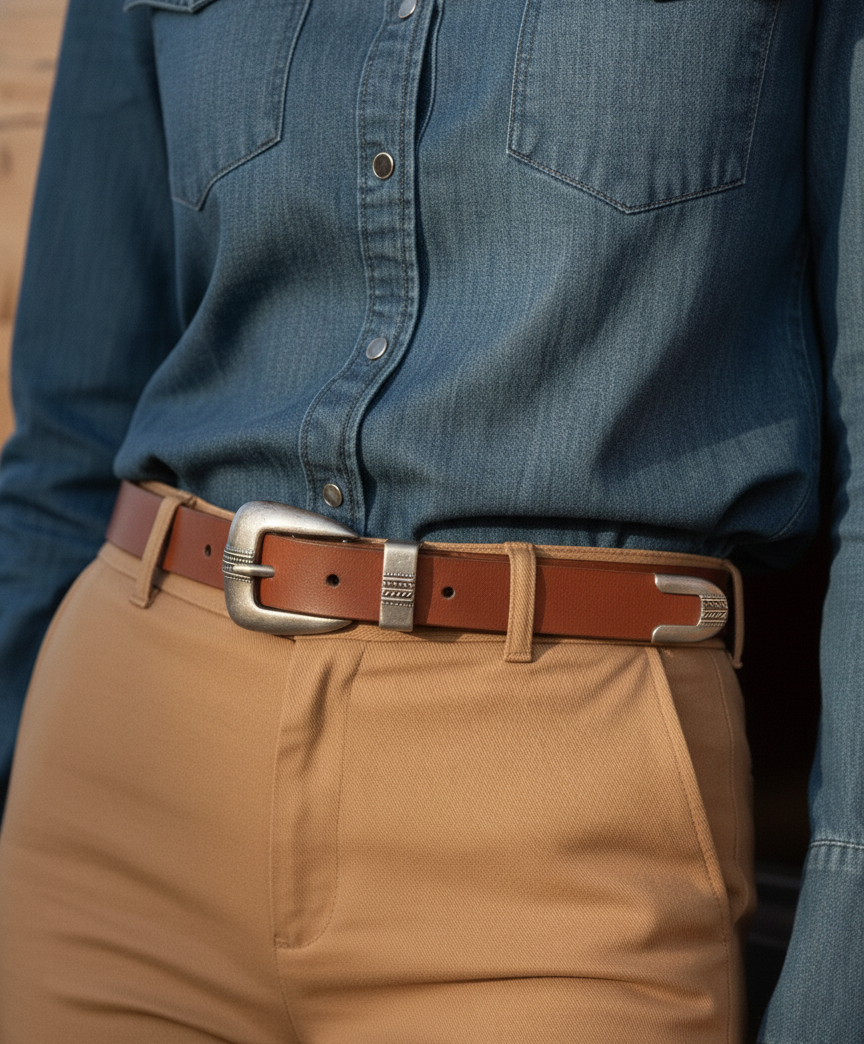 Three-Piece Antique Silver Western Belt