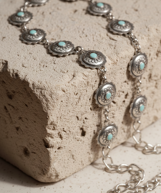 Mini Floral Turquoise Chain Belt