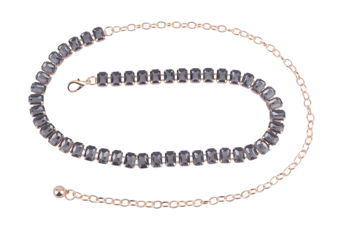 5172 - Rectangle Rhinestone Chain Belt
