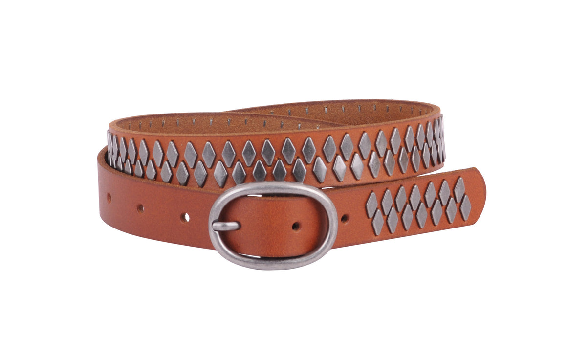 5191 - Embrace Western Elegance: Leather Belt with Diamond Pattern