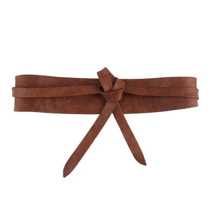 5194-BROWN 5194 - Faux Leather Obi Wrap Belt - Wholesale Belt - Most Wanted USA