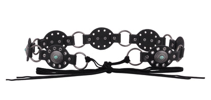 5195-BLACK-SM 5195 - Leather Concho Turquoise Belt - Wholesale Belt - Most Wanted USA