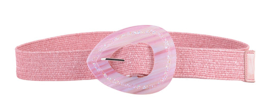 5196-PINK-SM - Irregular Colored Resin Buckle Stretch Belt - Wholesale Belt - Most Wanted USA