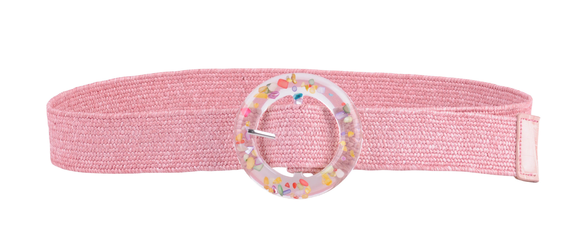 5197-PINK-SM - Vivid Versatility: Colorful Beaded Resin Buckle Stretch Belt - Wholesale Belt - Most Wanted USA