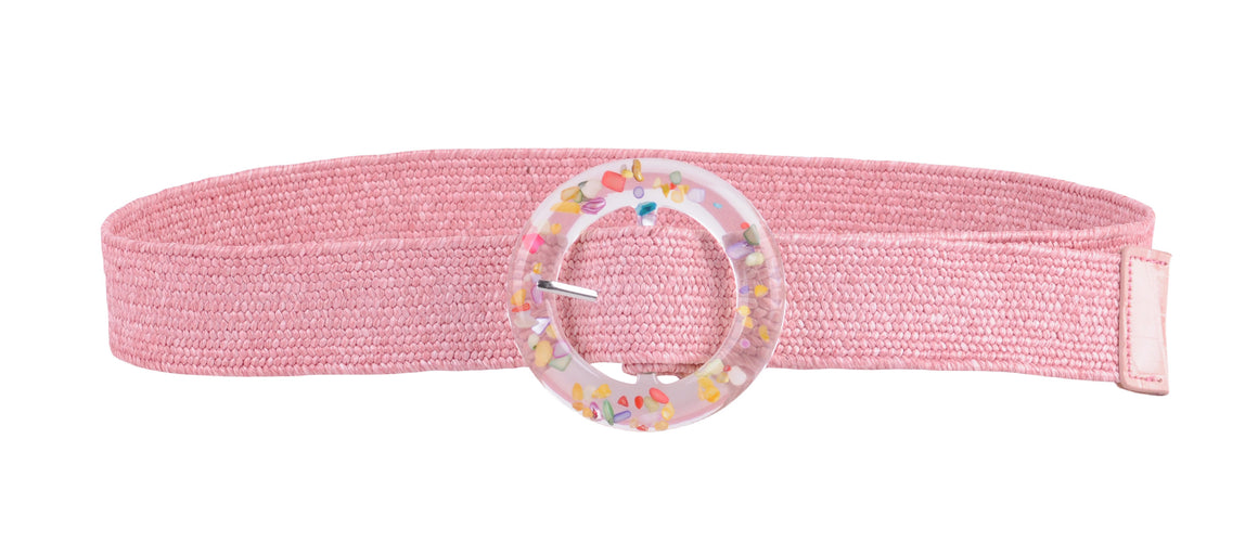 5197 - Vivid Versatility: Colorful Beaded Resin Buckle Stretch Belt - A Stylish Cinch for Every Palette
