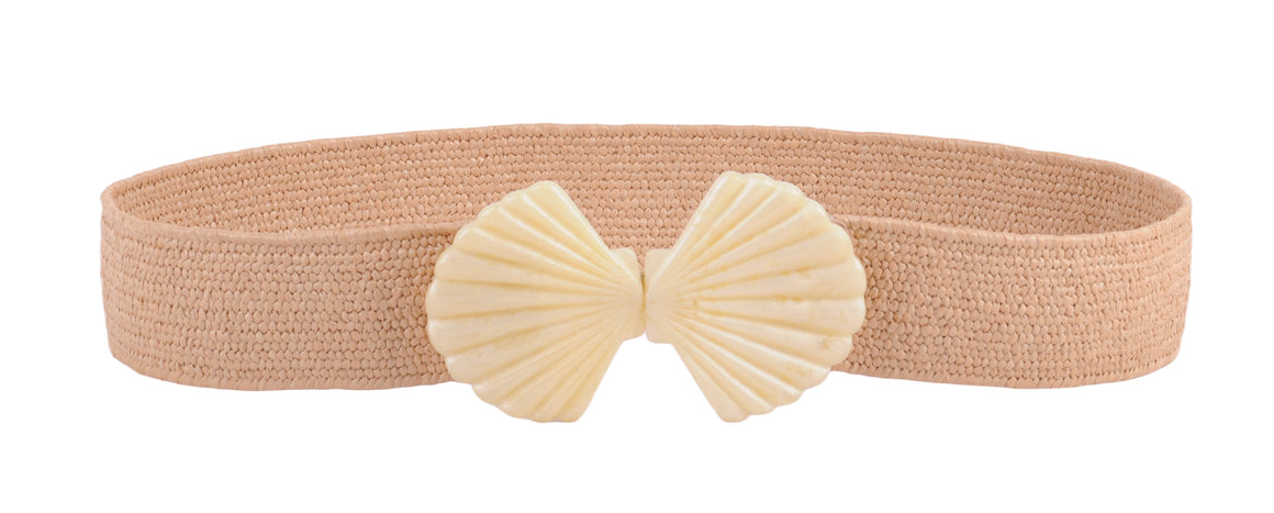 5199 - Timeless Elegance: Classic Acrylic Seashell Stretch Belt - A Nautical Touch to Elevate Your Style