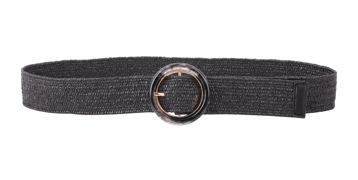 5204 - Simple Circle Acrylic Buckle Stretch Belt - Effortless Style, Every Day