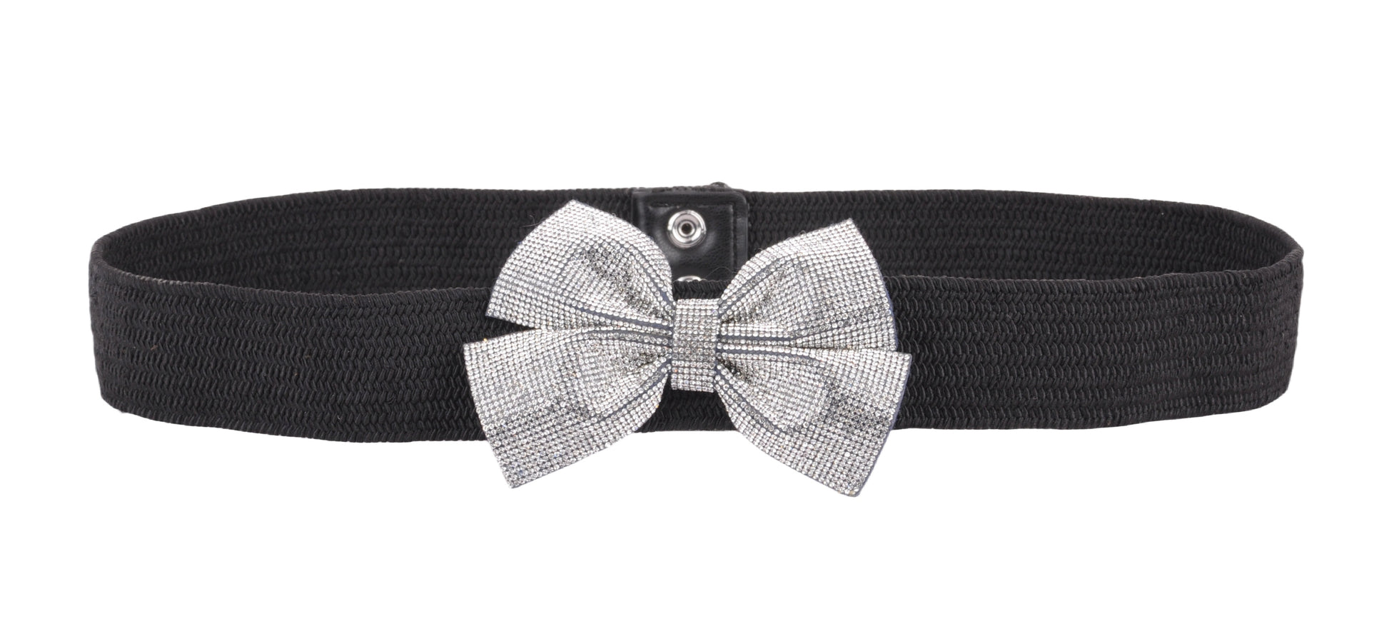 5208-BLACK-S - Rhinestone Bow Stretch Belt - A Sparkling Accent for Every Waistline - Wholesale Belt - Most Wanted USA