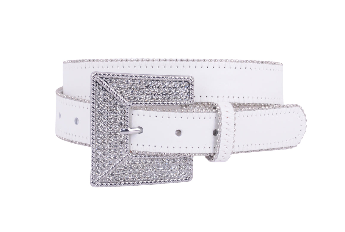 5216 - Statement Sparkle: Large Rhinestone Buckle Belt - A Glamorous Cinch for Every Look