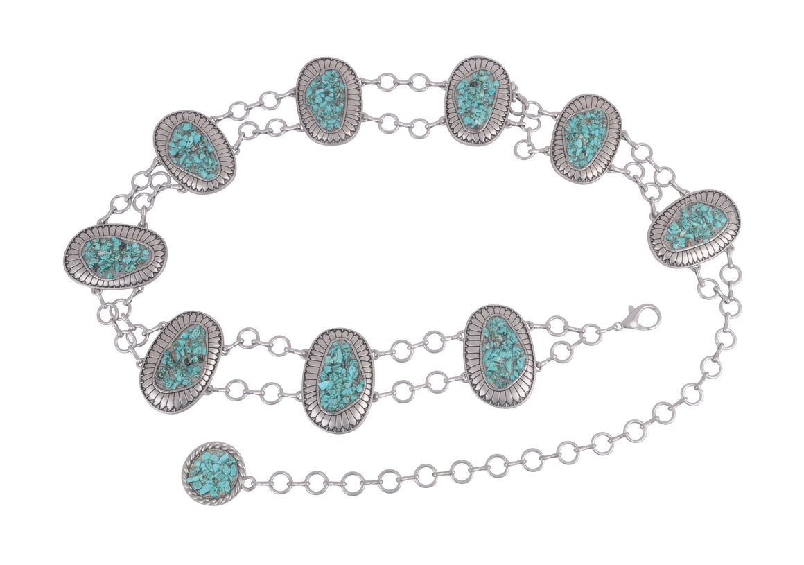 5220 - Turquoise Pebbled Stone Concho Belt