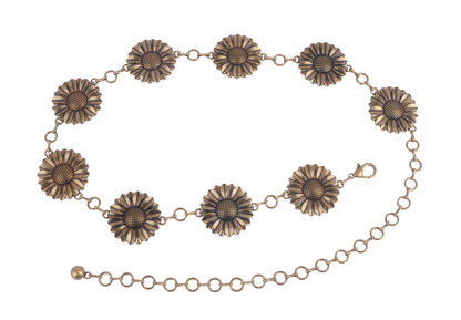 Sunflower Floral Concho Chain Belt