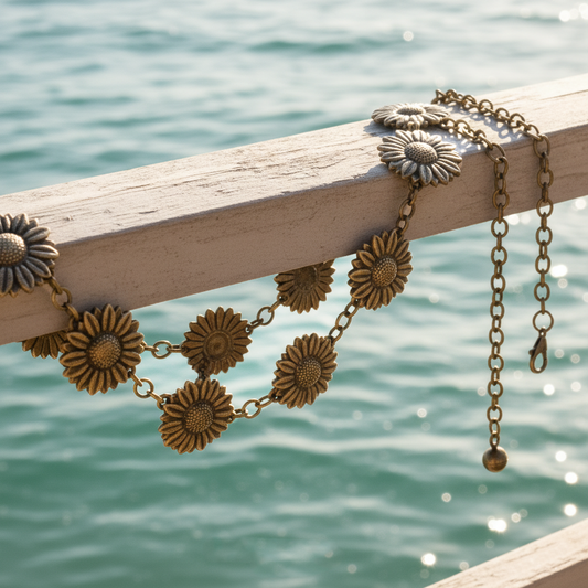 Sunflower Floral Concho Chain Belt