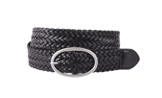 Woven Belt with Silver Oval Buckle